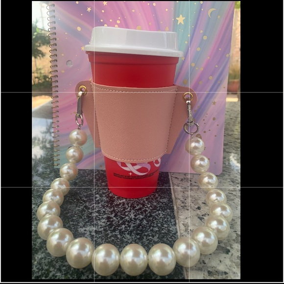 Sold! 🎈Reusable Coffee Sleeve with detachable Pearl Chain - Picture 2 of 3